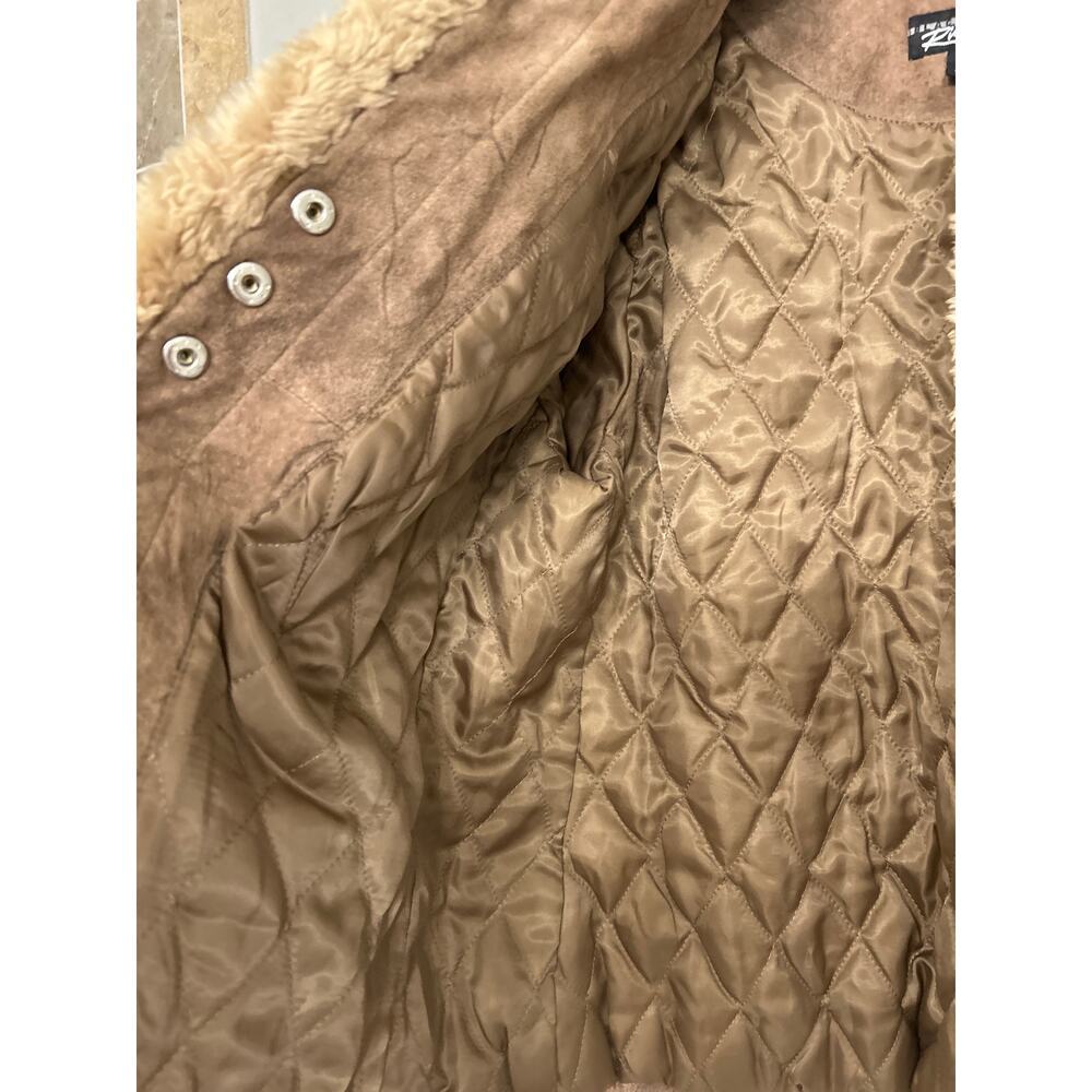 Black Rivet Brown Suede Leather Jacket Quilted Lined Sherpa Western Trucker XL - Picture 8 of 16